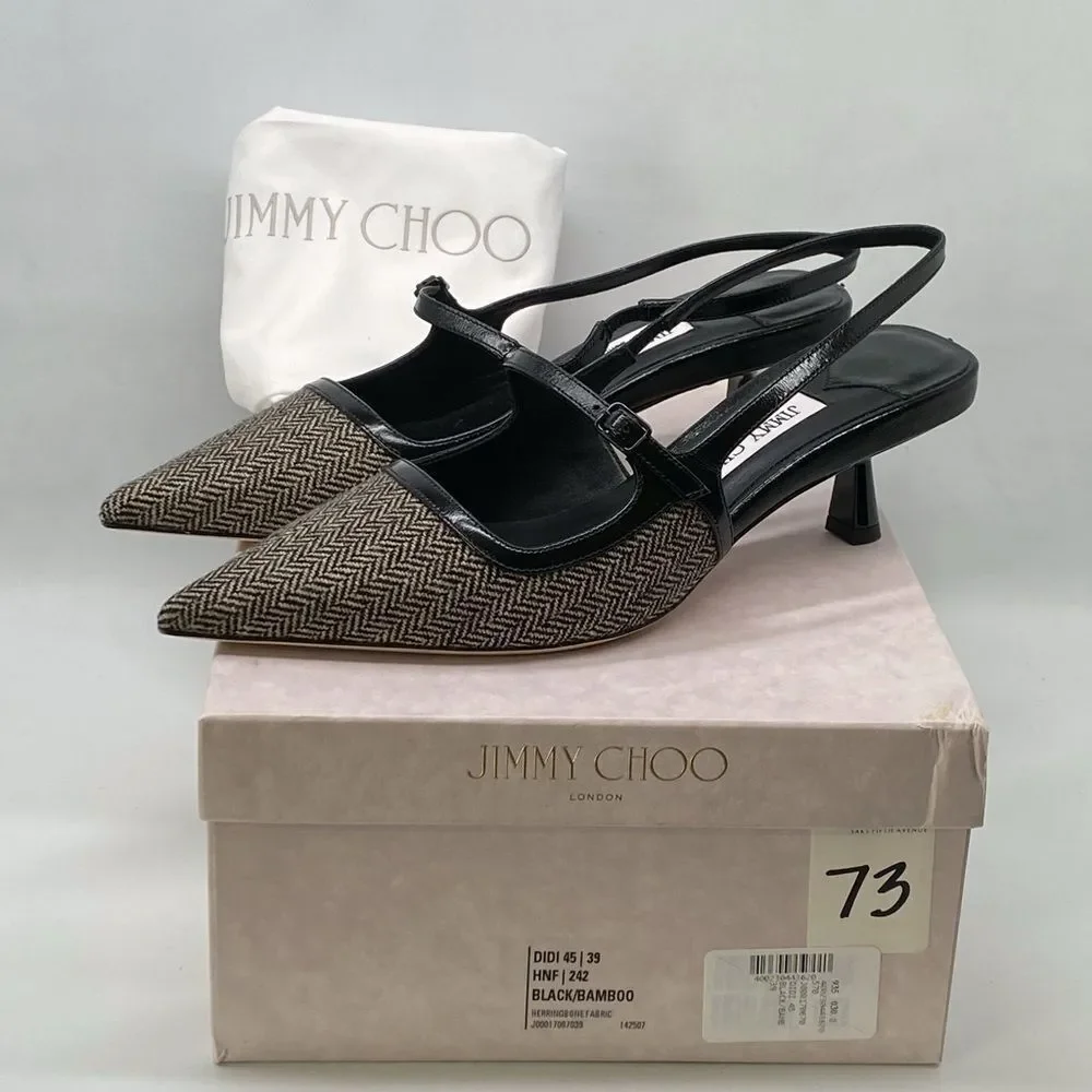 Jimmy Choo Didi 45MM Herringbone Slingback Pumps size 39